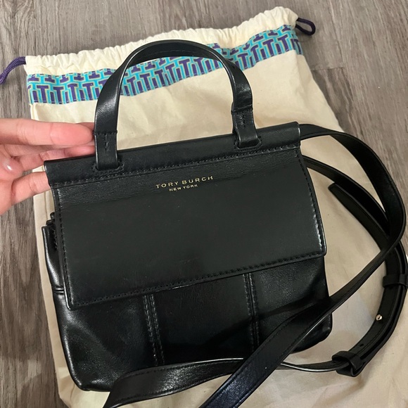 Tory Burch T Mini Ladies Black Leather Satchel 36777-009 - Picture 5 of 10
